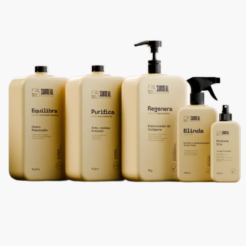 Kit Banho Absoluto da Surreal Pet - Purifica, Equilibra e Regenera a Pelagem dos Pets