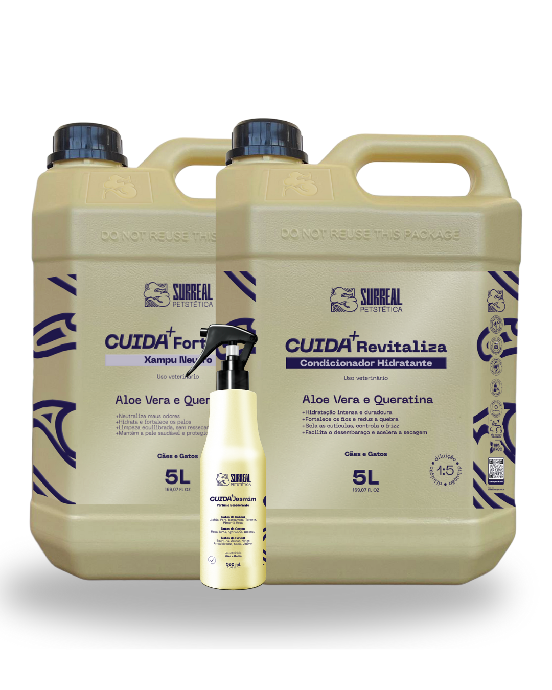 Kit CUIDA+ Surreal - Tratamento completo e econômico para banho profissional diário (3 produtos)